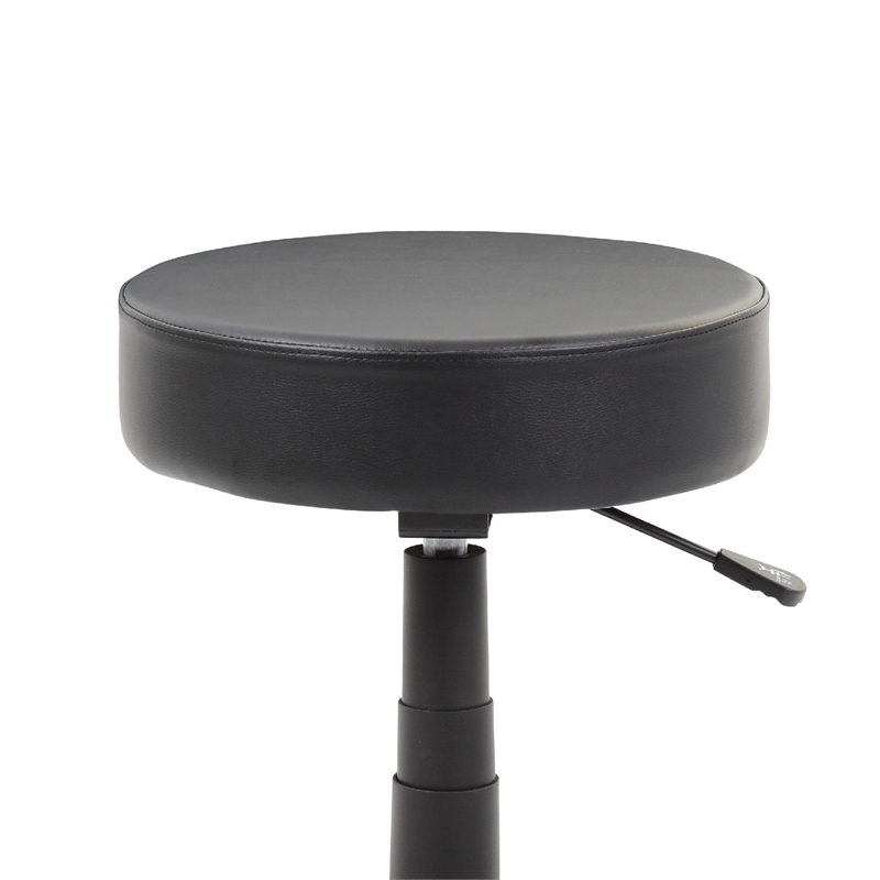Swivel Stool with 18-23 Inch Adjustable Height- Round Black Vinyl Seat