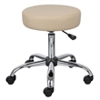 Fea Medical Swivel Stool- Round Beige Padded Seat- Rolling Chrome Base