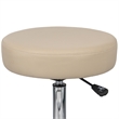 Fea Medical Swivel Stool- Round Beige Padded Seat- Rolling Chrome Base