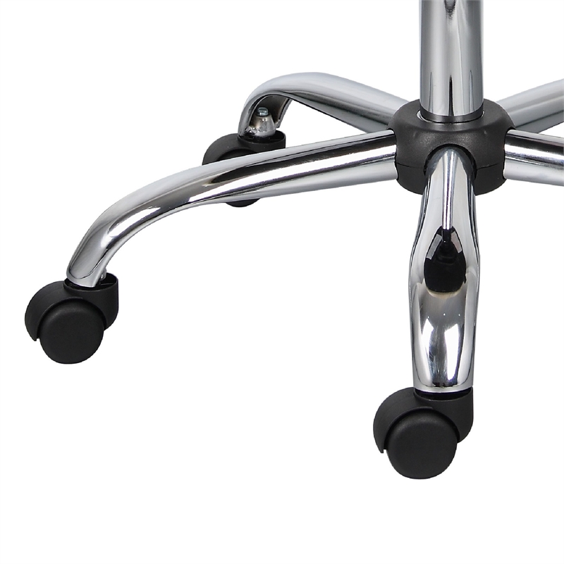 Fea Medical Swivel Stool- Round Beige Padded Seat- Rolling Chrome Base