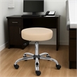 Fea Medical Swivel Stool- Round Beige Padded Seat- Rolling Chrome Base