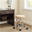 Fea Medical Swivel Stool- Round Beige Padded Seat- Rolling Chrome Base