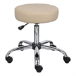 Fea Medical Swivel Stool- Round Beige Padded Seat- Rolling Chrome Base