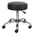 Fea Medical Swivel Stool- Round Black Padded Seat- Rolling Chrome Base