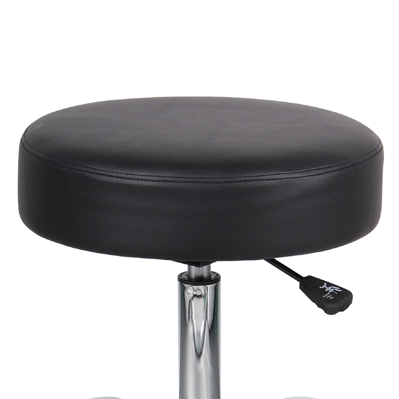 Fea Medical Swivel Stool- Round Black Padded Seat- Rolling Chrome Base