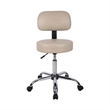 Fea Rolling Medical Swivel Stool- Round Beige Padded Seat- Low Back