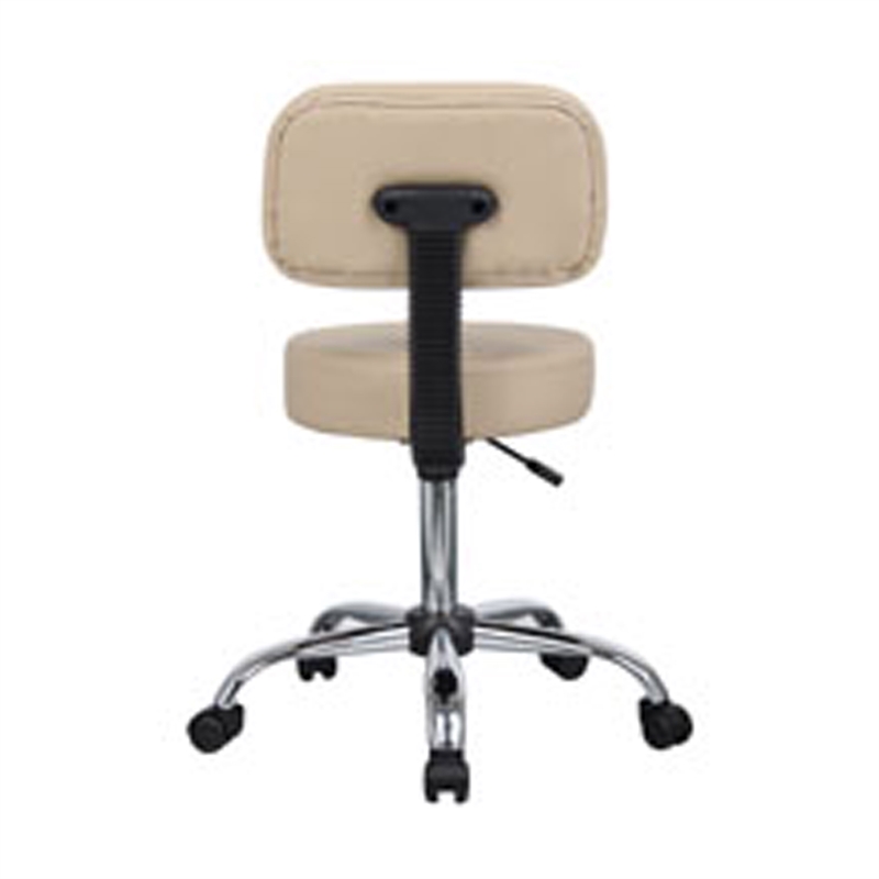 Fea Rolling Medical Swivel Stool- Round Beige Padded Seat- Low Back