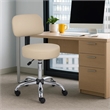 Fea Rolling Medical Swivel Stool- Round Beige Padded Seat- Low Back