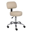 Fea Rolling Medical Swivel Stool- Round Beige Padded Seat- Low Back