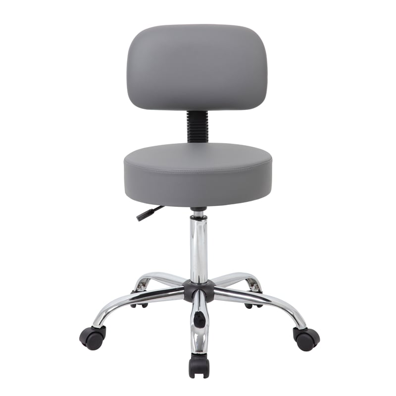 Fea Medical Drafting Swivel Stool- Round Gray Padded Seat & Low Back
