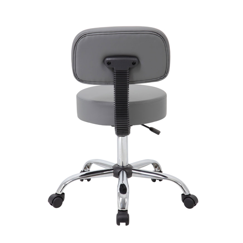 Fea Medical Drafting Swivel Stool- Round Gray Padded Seat & Low Back