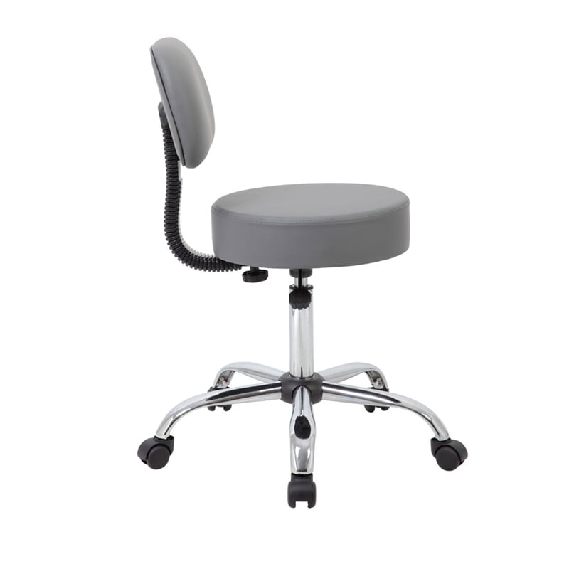 Fea Medical Drafting Swivel Stool- Round Gray Padded Seat & Low Back