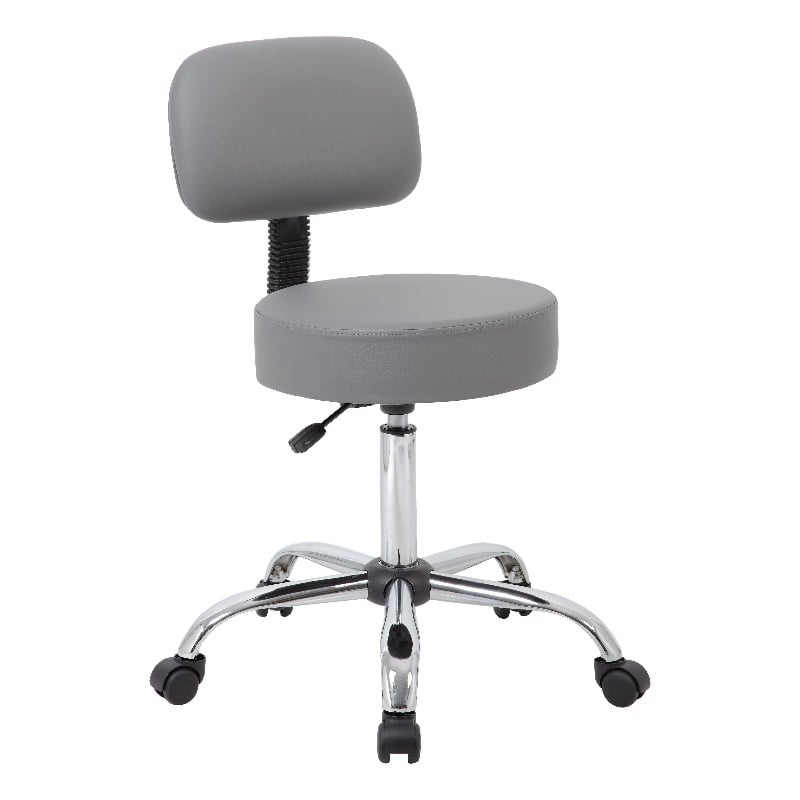 Fea Medical Drafting Swivel Stool- Round Gray Padded Seat & Low Back