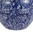 Ginger Jar with Finial-  Floral Print- White Blue Porcelain- 10 Inch