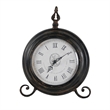 Table Clock- Roman Numerals- Round Glass Face- Aged Brown Metal- 12 Inch