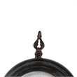 Table Clock- Roman Numerals- Round Glass Face- Aged Brown Metal- 12 Inch