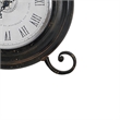 Table Clock- Roman Numerals- Round Glass Face- Aged Brown Metal- 12 Inch