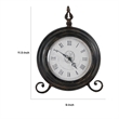 Table Clock- Roman Numerals- Round Glass Face- Aged Brown Metal- 12 Inch