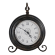 Table Clock- Roman Numerals- Round Glass Face- Aged Brown Metal- 12 Inch