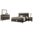 Lito 4pc Complete Queen Bedroom Set- Gray Upholstery- Footboard Drawers