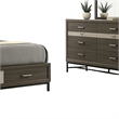 Lito 4pc Complete Queen Bedroom Set- Gray Upholstery- Footboard Drawers