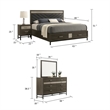 Lito 4pc Complete Queen Bedroom Set- Gray Upholstery- Footboard Drawers