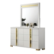 Yoki 5pc Queen Bedroom Set w Underbed LED- White and Gold- 2 Nightstands