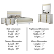 Yoki 5pc Queen Bedroom Set w Underbed LED- White and Gold- 2 Nightstands