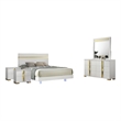 Yoki 5pc Queen Bedroom Set w Underbed LED- White and Gold- 2 Nightstands