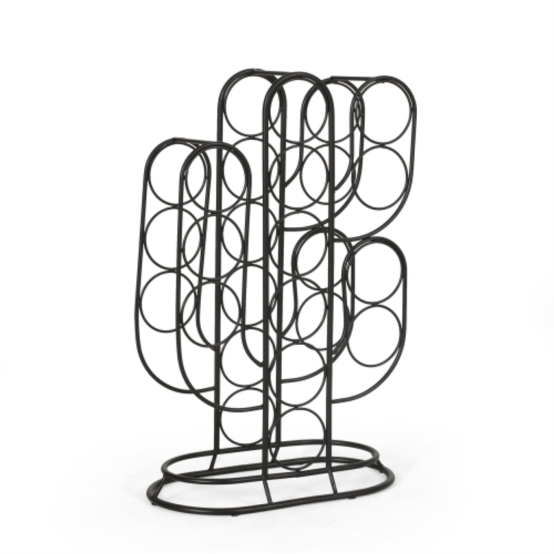 13 Bottles Countertop Wine Rack- 23 Inch- Cactus Shaped Black Metal