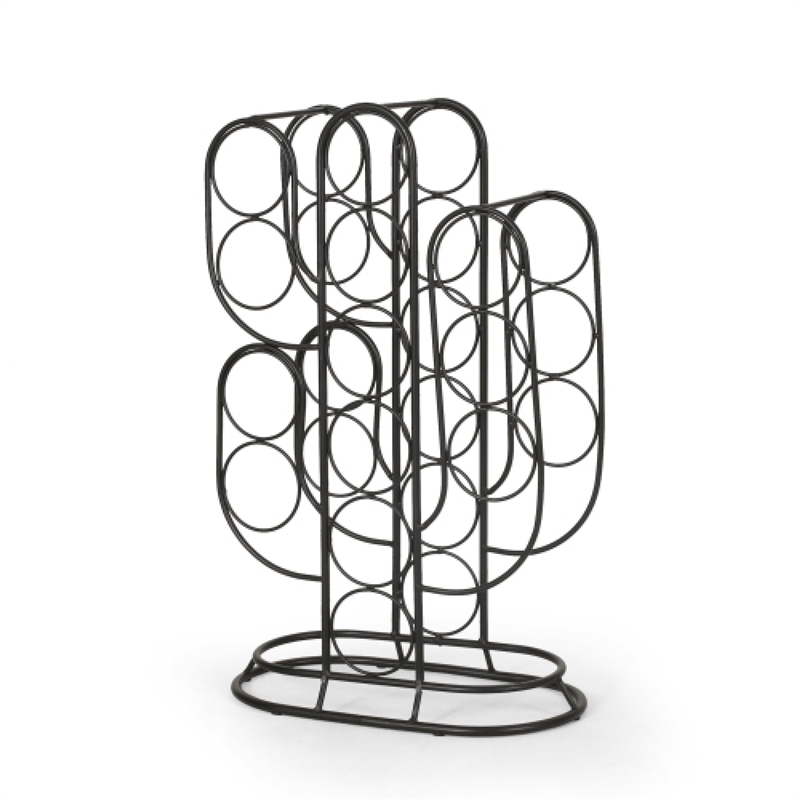 13 Bottles Countertop Wine Rack- 23 Inch- Cactus Shaped Black Metal