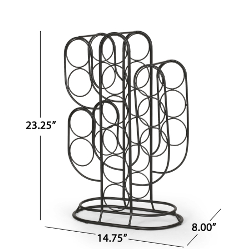 13 Bottles Countertop Wine Rack- 23 Inch- Cactus Shaped Black Metal