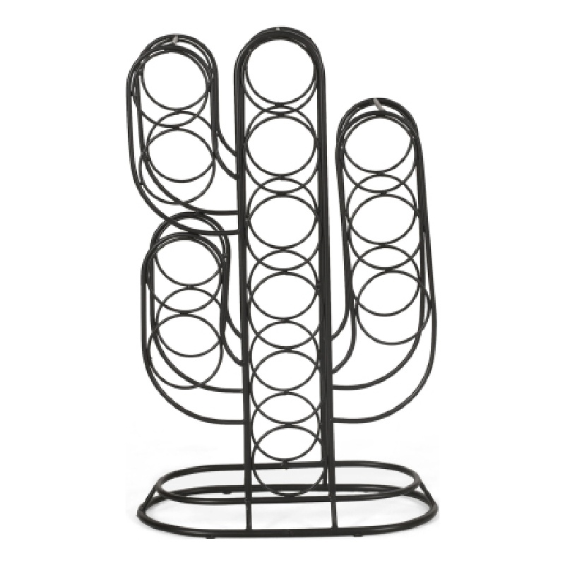 13 Bottles Countertop Wine Rack- 23 Inch- Cactus Shaped Black Metal