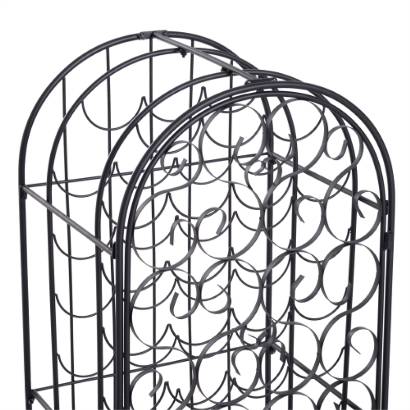 Homy Wine Rack Cabinet with Lock- Holds 35 Bottles- Black Wrought Iron