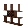 Wall Mounted Bar- 3 Tier Bottle Wine Rack- Glass Holder- Walnut Brown