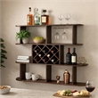 Wall Mounted Bar- 3 Tier Bottle Wine Rack- Glass Holder- Walnut Brown
