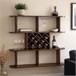 Wall Mounted Bar- 3 Tier Bottle Wine Rack- Glass Holder- Walnut Brown