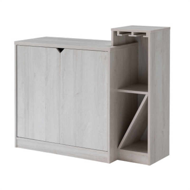 Wine Bottle Display Bar Cabinet- Holds 4 Bottles- Oak White Wood Finish