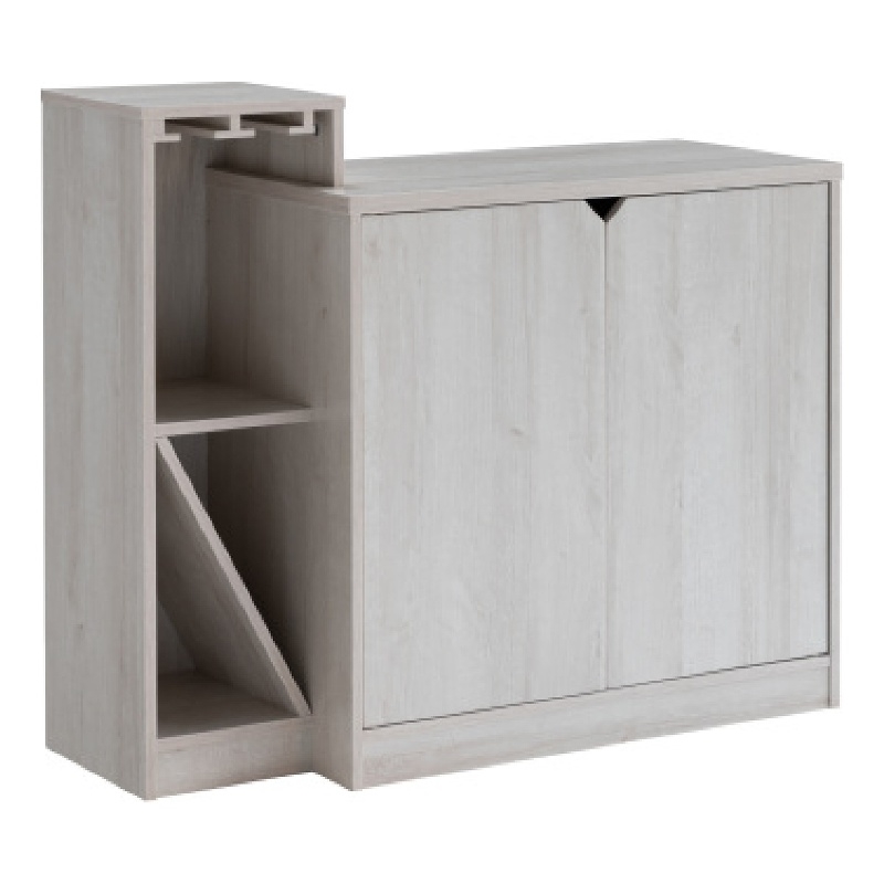 Wine Bottle Display Bar Cabinet- Holds 4 Bottles- Oak White Wood Finish