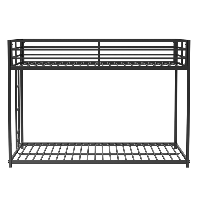 Ady Low Profile Full Over Full Bunk Bed with Ladder- Black Metal Frame