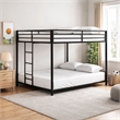 Ady Low Profile Full Over Full Bunk Bed with Ladder- Black Metal Frame