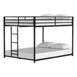 Ady Low Profile Full Over Full Bunk Bed with Ladder- Black Metal Frame