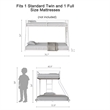 Ady Low Profile Twin Over Full Bunk Bed with Ladder- White Metal Frame