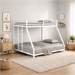 Ady Low Profile Twin Over Full Bunk Bed with Ladder- White Metal Frame