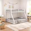 Ady Low Profile Twin Over Full Bunk Bed with Ladder- White Metal Frame