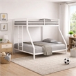 Ady Low Profile Twin Over Full Bunk Bed with Ladder- White Metal Frame