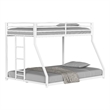 Ady Low Profile Twin Over Full Bunk Bed with Ladder- White Metal Frame