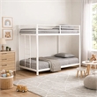 Ady Low Profile Twin Over Twin Bunk Bed with Ladder- White Metal Frame