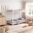 Ady Low Profile Twin Over Twin Bunk Bed with Ladder- White Metal Frame