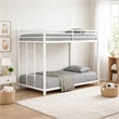 Ady Low Profile Twin Over Twin Bunk Bed with Ladder- White Metal Frame